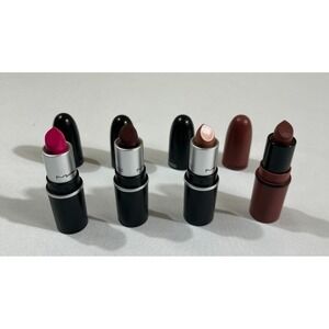 MAC Matte Lipstick Mini Travel Size Lot of 4 Pink Pigeon, Sin, Yash, Whirl